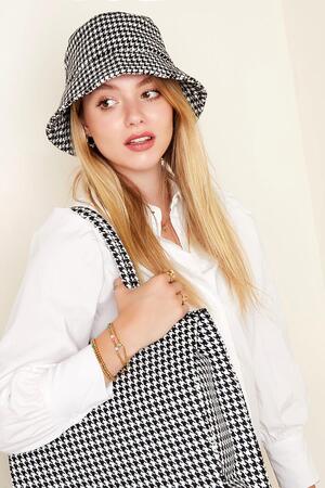 Bucket hat checkered Black & White Polyester h5 Picture2